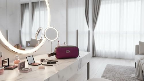 GOX Travel Toiletry Bag,Dopp Kit Case,Ultra-Light Cosmetics Bag Makeup Organizer, Purple, 9.8*4.3*3.3 Inches — view 2