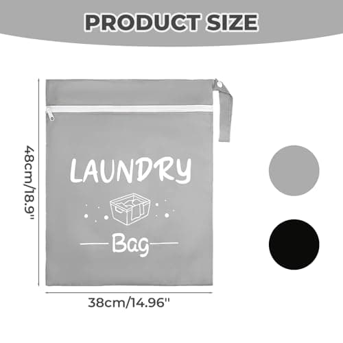 2 Pcs Travel Laundry Bags, Waterproof for Dirty Clothes, Travel Essentials for Caravan Holiday, Suitcase Laundry Bag for Travelling, Dirty Clothes Bags (Black, Grey) — view 2