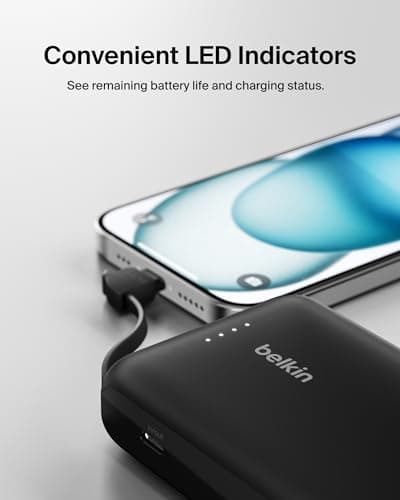 Belkin BoostCharge 10000mAh Power Bank with Integrated USB-C Cable - Black — view 6