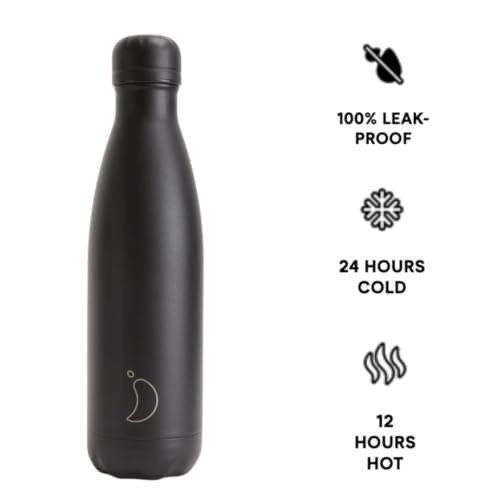 Chilly's Original Water Bottle - All Black - 500ml — view 2