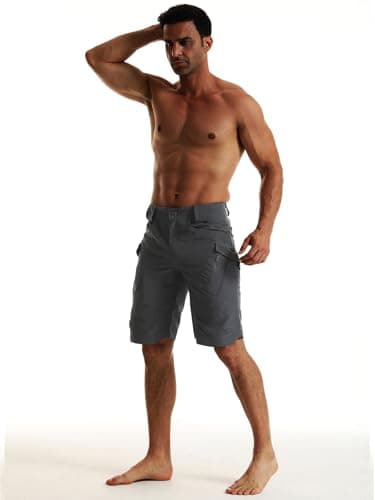 Men's Hiking Shorts Waterproof Tactical Cargo Short Pants Quick Dry Work Shorts with Multi Pockets(No Belt), Dark Grey, 34 — view 6