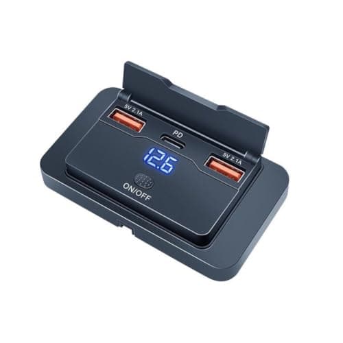 Hoppipola 3 Port USB Charging Port Panel Dustproof Flip Cover for RV Boat Truck Camper 12-24V Marine Grade Charger Module Black — view 6