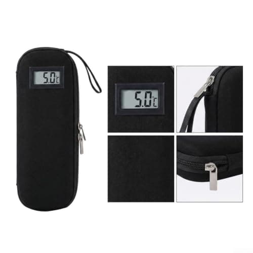 Travel Insulin Cooler Bag with Built-in Thermometer Display(Black) — view 3