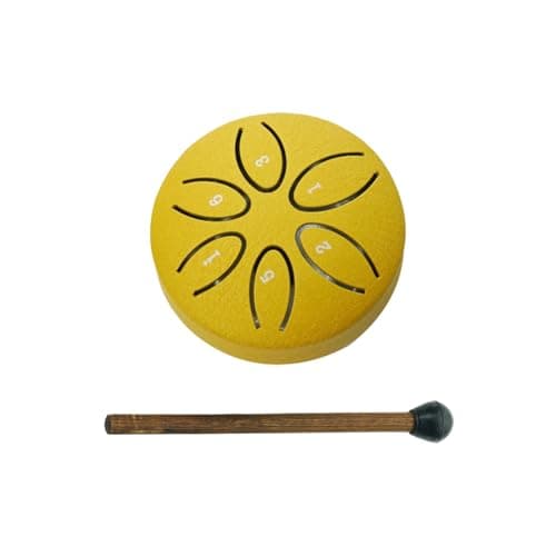 harayaa Steel Tongue Drum with Mallet 3inch 6 Tones Educational Toy Musical Instrument Ethereal Drum for Concert Beginner Kids Travel, Gold — view 6