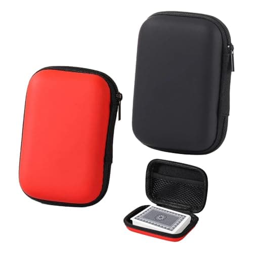 Yelvornic 2 Pcs Playing Cards Case, Waterproof Scratch Resistant Holder, Practical Playing Card Game Box Holder Storage Box for Outdoor Camping (Red, Black)