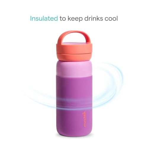 Munchkin Stay Cool Insulated Water Bottle with Straw| 24m+ | 355ml | Purple — view 3