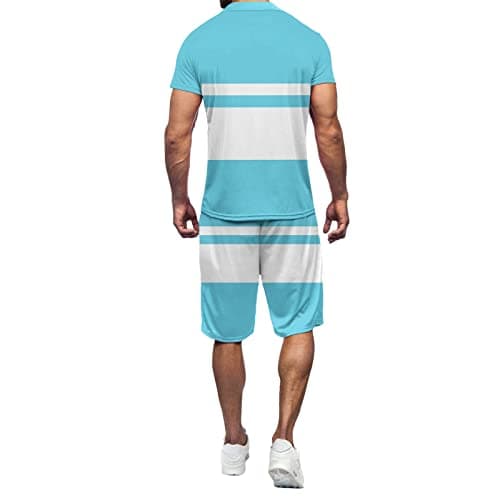 Mens Hawaiian Shirts and Shorts Set Sportswear Short Sleeve Outfit Track Suits Men Set Trousers Two-Piece Outfits for Men Sweat Outfit Sets Loungewear for Travel — view 3