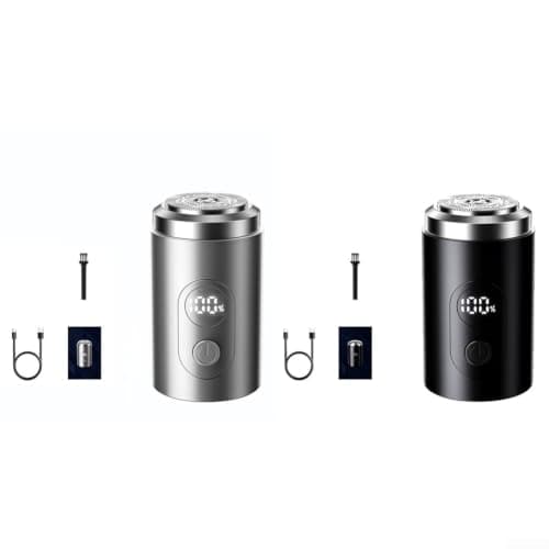Electric Shaver, For Men, Waterproof USB-C Rechargeable Rotary, Compact Aluminum Alloy Travel Shaving Kit With 6 Blades, Portable Grooming Tool(Black) — view 3