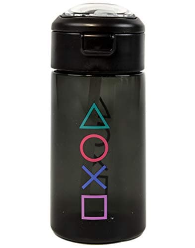 PlayStation Water Bottle & Keychain Gift For Adults & Kids | Gaming Sports Drink 18oz | Boy & Girl Gamer Present | Black Waterproof & Straw Drinking Cup — view 6
