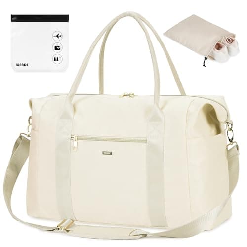 WANDF Cabin Bag 45x36x20 for Easyjet Underseat Travel, TSA Approved Quarts & Shoes Bags, Carry on Hand Luggage Weekend Bag for Women and Men (White 32L)