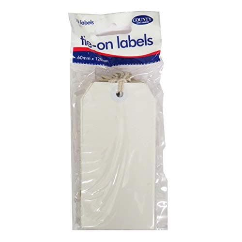 White Colour tie-on Luggage Labels 60x120 mm Strung Tags - Pack of 10