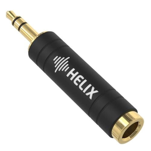 Helix Five Headphone Adapter – 6.35mm to 3.5mm Adapter - Stereo Jack Converter - Gold-Plated 1/4 to Mini Jack Adapter for Headphones, Amps, Mixers, Instruments, Audio Devices (Single)