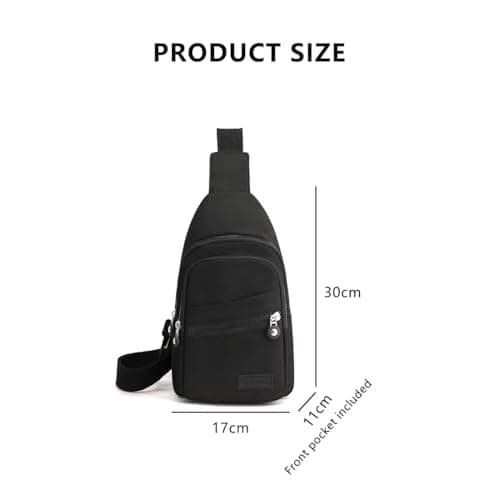 LAWALEISHE Sling Bag Chest Bag for Women Men,Anti Theft Crossbody Bags,Waterproof Shoulder Bags,One Strap Small Backpack Lightweight Small Rucksack for Sports Outdoor Travel (Black) — view 3