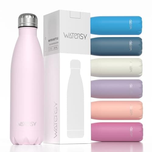 WATERSY Stainless Steel Insulated Water Bottle, Double Walled Metal Vacuum Flask Keep 24 Hrs Cold & 12 Hrs Hot Thermal Metal Sports Bottles 500ml BPA Free for Outdoor,Gym, School (Cherry Blossoms)