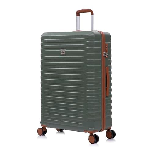 Rocklands Large Suitcase Hard Shell Lightweight 4 Dual Spinner Wheels Trolley Luggage Suitcase Hold Check in Luggage TSA Combination Lock (Olive Green, Large 28")