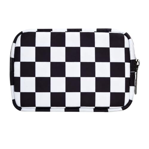 DOB SECHS Waterproof Canvas Mini Travel Makeup Carrying Case Wash Bags Cosmetic Bag Portable Electronics Accessories Organizer Wash Gym Shaving Bag,Check