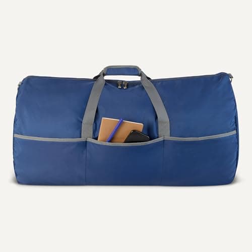 Amazon Essentials 32.4” (82.3cm) Extra Large Foldable Nylon Duffel Bag for Travel/Storage with Zipped Pockets, 9,254 Cubic Inch (150L), 22.68kg Capacity, Navy Blue (Previously Amazon Basics) — view 3