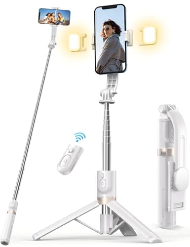 Selfie Stick Tripod for iPhone - 2 Rechargeable Fill Lights
