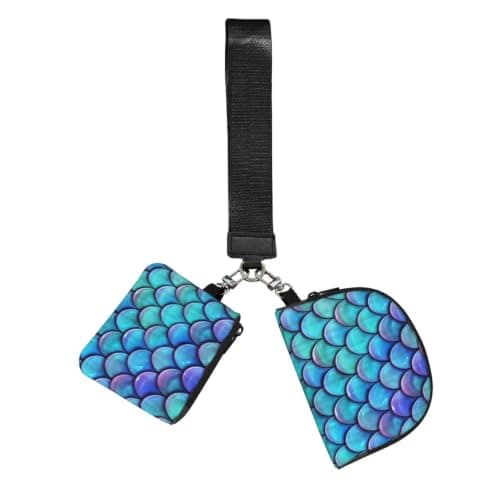 ERCgad Mermaid Teal Fish Print Wrist Strap Outdoor Sports Bag Unisex Fitness Accessory Running Travel Gift