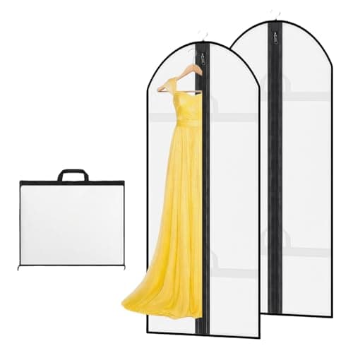 AMFUN 2 PCS Dress Bag,Full Length Travel Suit Bag with Zipper, Dust-proof Clothes Covers Protector Bags,Gown Garment Bag for Long Dresses, 180×60 cm (White)