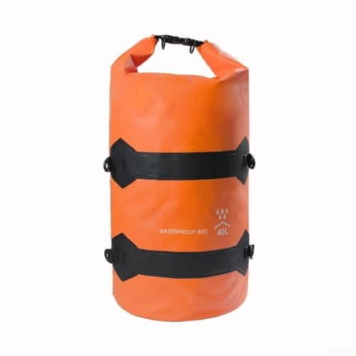 Motorcycle Pannier Bag, 40L 80L Waterproof PVC Riding Luggage with Adjustable Straps for Cycling Hiking Camping Travel, Black Yellow Orange Light Blue(48 * 30cm Orange)
