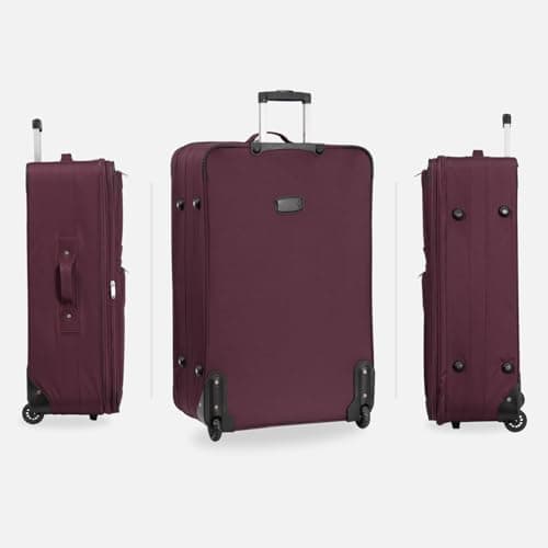 ARIANA Suitcase Medium Lightweight Luggage Trolley Expandable Suitcase 2 Wheel Travel Bag - 70x46x26cm (Burgundy, 26" Medium) — view 2