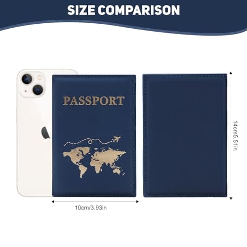 ILIYAH Passport Cover UK Waterproof Passport Holder Travel Accessories Passport Protector Women PU Leather Passport Holders (Navy) — view 3