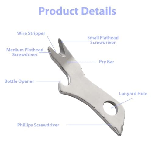 Keychain Bottle Opener 7-in-1 Key Tool with Screwdriver, Silver — view 3