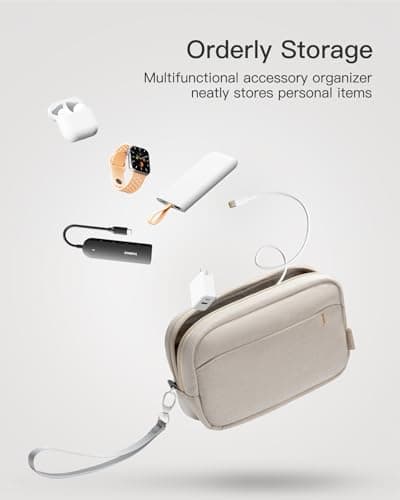 Inateck Electronics Organizer, Water-Resistant Travel Organizer, Multi-Purpose Accessory Bag, Compatible with Mouse, Cables, Mobile Power, USB Flash Drive, S, Beige — view 2