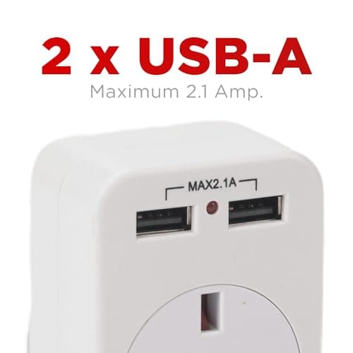 Status IONOS Twin USB Plug Through Adaptor | 2 USB Ports | Compact Design | Plug-Through Socket | Safe & Reliable | Ideal for Home & Travel | ION2USBPTAW1PK10 — view 2