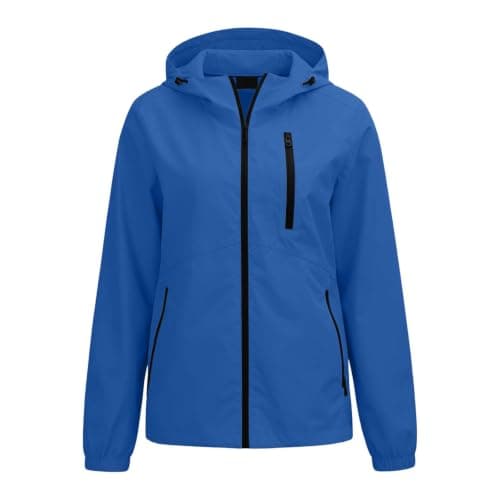 Ladies Water Repellent Windproof Coat Hooded Zip Up Long Sleeve Jacket — view 6