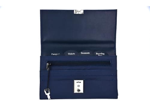 AR BRAND EST. 2021 Travel Document Wallet Organiser with Lock for Passport (Dark Blue)