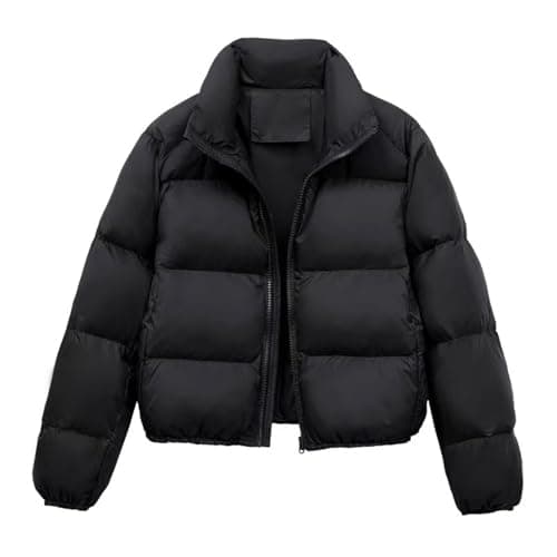 Anbiryeik Women Winter Puffer Jacket UK with Pockets Quilted Lightweight Padded Down Short Coat Warm Outwear Windproof Casual Ladies Parka Jackets for Autumn Winter Outdoor Hiking Travel Black M