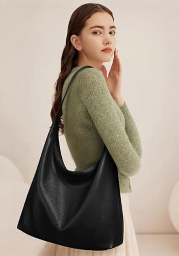 KALIDI Vegan Leather Tote Bag Women Hobo Zipper Shoulder Handbag Slouchy — view 2