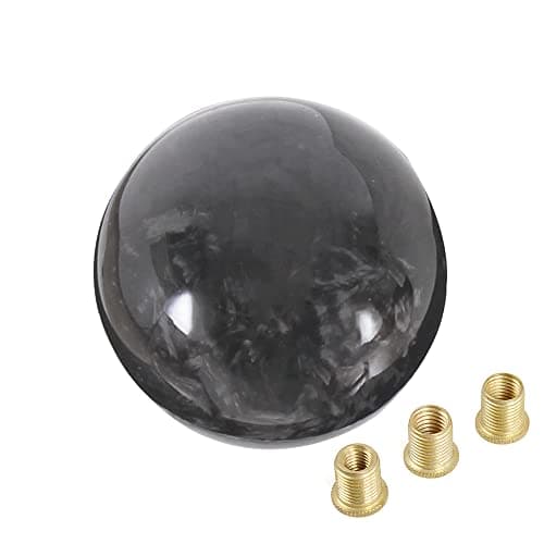 muge racing Universal Gear Shift Knob, Forged Carbon Fiber Ball Type Stick Shifter with 3 Adapters,Black