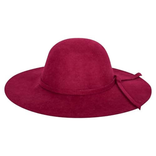 BIWTUP Women’s Wool Wide Brim Sun Hat Packable Summer Fedora, UV Protection Beach Hat, Stylish Travel & Outdoor Hat Maroon — view 6