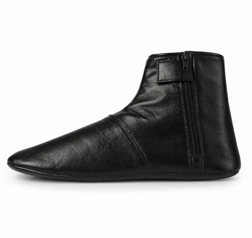 Men's Women's Unisex Real Halal Sheep Soft Leather Socks Khufs With Warm Fleece Lining (Black,10,Uk Fleece)