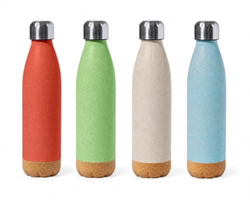 Personalised 650ml BPA-Free Water Bottle with Natural Cork Base & Stainless Steel Lid - Custom Printed Reusable PE Drinking Bottle for Gym, Office, School & Travel — view 2