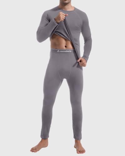 CL convallaria Men's Thermal Underwear Set Ultra Soft Fleece Lined Long Johns Winter Gear Base Layer Top and Bottom Set Sport Style Grey — view 2