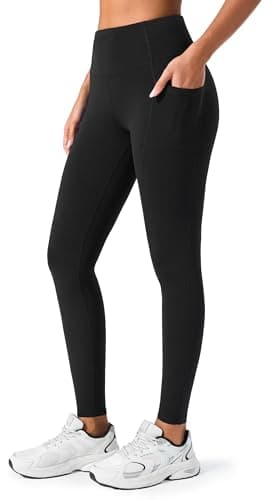JOYSPELS Womens Fleece Lined Thermal Leggings High Waist Winter Warm Thick Gym Workout Running Yoga Pants for Women with Pockets Black M — view 4
