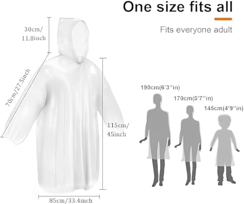 NAYEZH Rain Ponchos for Adults, 5‑Pack Disposable Clear Rainwear with Hood — view 2