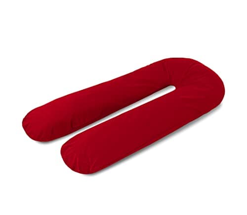 A ATH COLLECTION Pregnancy Pillow 9 FT, U Shaped Full Body Pillow, Nursing, Support and Maternity Pillow for Pregnant Women with Removable Cotton Zip Cover (9 FT, Red)