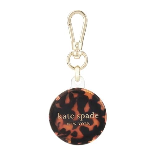 kate spade new york AirTag Holder with Gold Ring Clip - Protective Case for Apple AirTag - Tortoiseshell