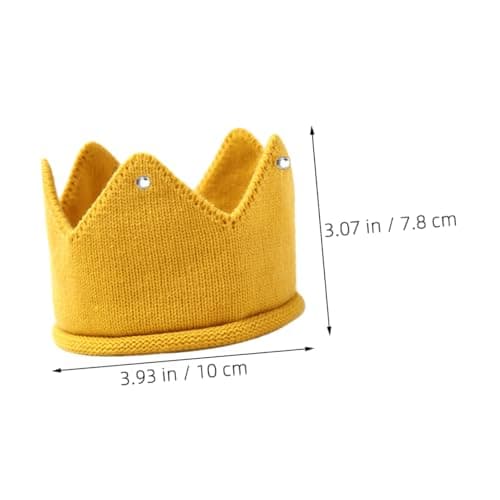 VALICLUD 2pcs Party Knitted Crown Hat, 1st Birthday Party Hat for Baby Girls, Acrylic Fabric, Lightweight, Comfortable and Breathable, Travel and Shopping Use — view 2