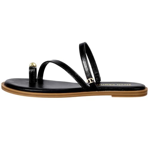 Women's Flat Sandals Slide Sandals Flip Flop Thong Sandals Summer Shoes, Black, 2 UK — view 4