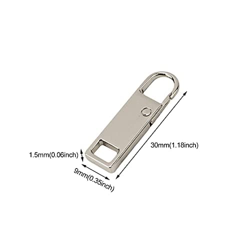 Faderr Zipper Repair Kit, 5pcs Zip Pullers, Zipper Pull-Tab Replacement, DIY Zip Slider Pull Tabs Repair Replacement, Metal, Silver — view 2