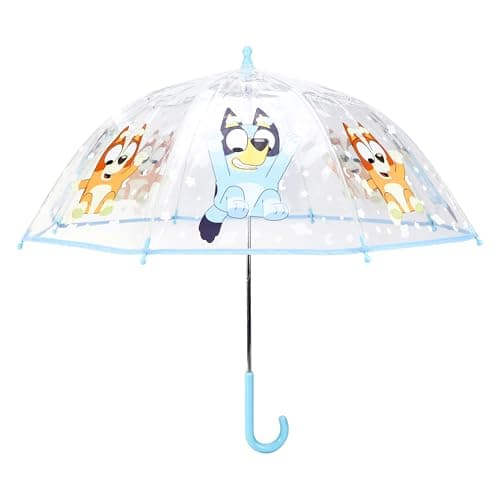 TDL Kids Bluey Umbrella, Blue Lightweight Windproof Dome Umbrella for Boys and Girls, 69cm Clear POE Transparent Canopy with Easy Grip Hook Handle, Small & Compact, for Toddlers — view 5