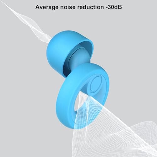 JAYINE Ear Plugs for Sleep, Reusable Soft Silicone Earplugs Hearing Protection, 30dB Noise Cancelling Ear Plugs for Sleeping, Work, Study or Travel - Ear Tips in XS/S/M/L - Blue — view 3