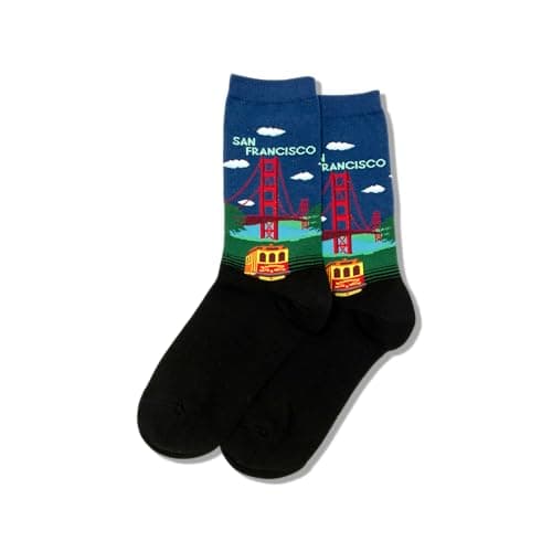 Hot Sox Women's Fun USA Travel & Cities Crew Socks-1 Pair Pack-Cool & Artistic Gifts, Golden Gate Bridge (Dark Blue), 3.5-9 UK — view 4