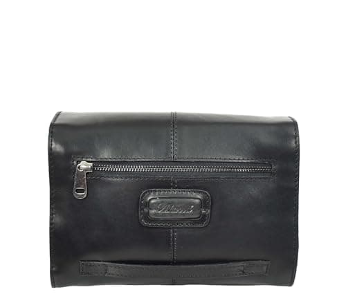 Real Leather Hanging Toiletry Wash Bag for Mens Travel Shaving Kit Pouch Cruise Black — view 2
